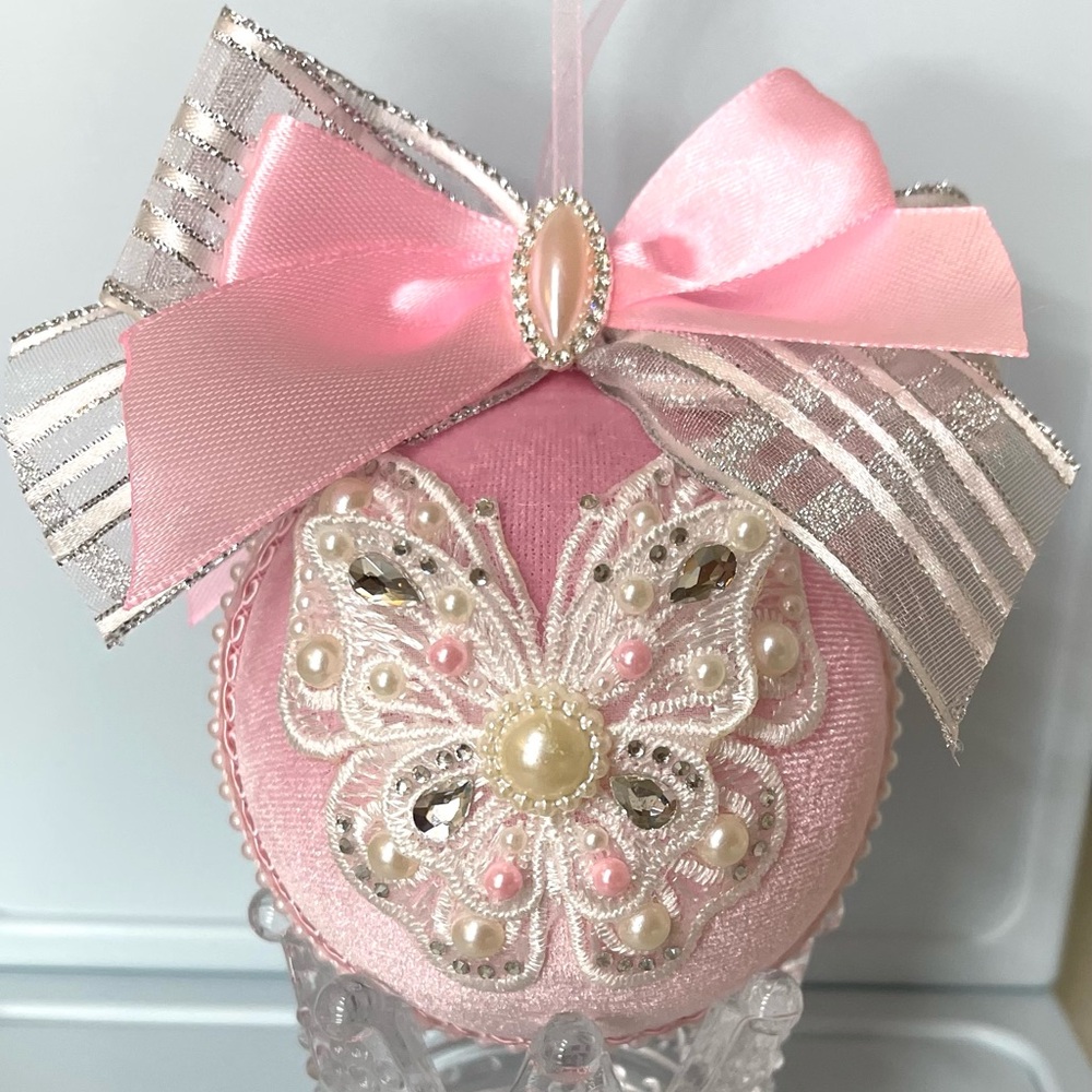 Elegant Pink Butterfly Ornament